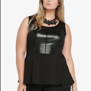 Torrid Faux Leather Trim Peplum Top